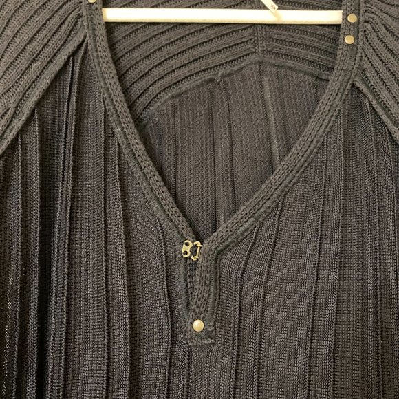 Black Free People Black Sweater Dress – Deep V Tunic - Picture 4 of 5